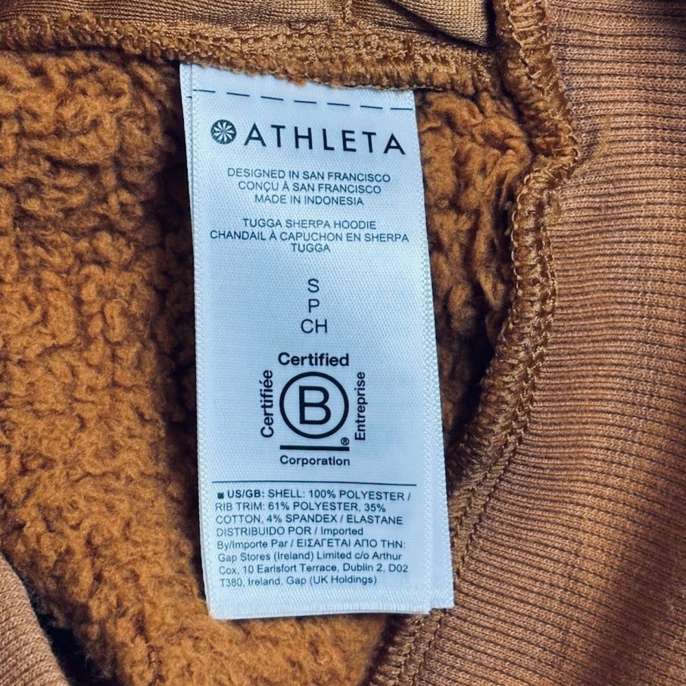 Athleta Tugga Sherpa Hoodie Womens Small Brown Polyester‎ Fleece Pullover Cozy - Picture 4 of 10